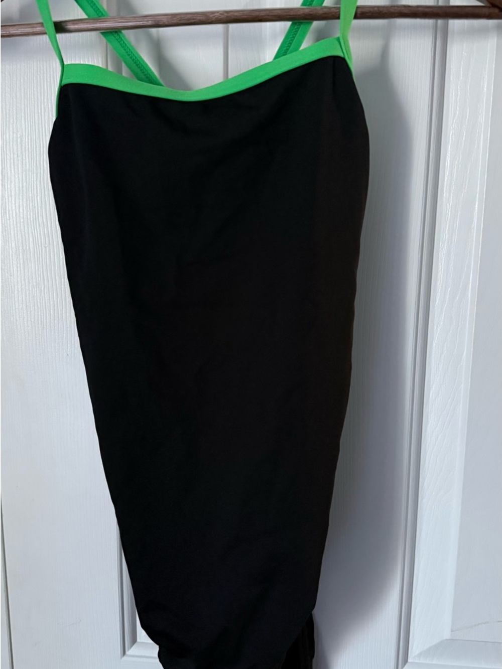 Speedo Black One-Piece Swimsuit with Neon Green Trim